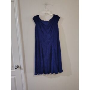 Suite 7‎ Royal Blue Lace Fit and Flare Dress Womens 14W Cap Sleeve Cocktail Knee